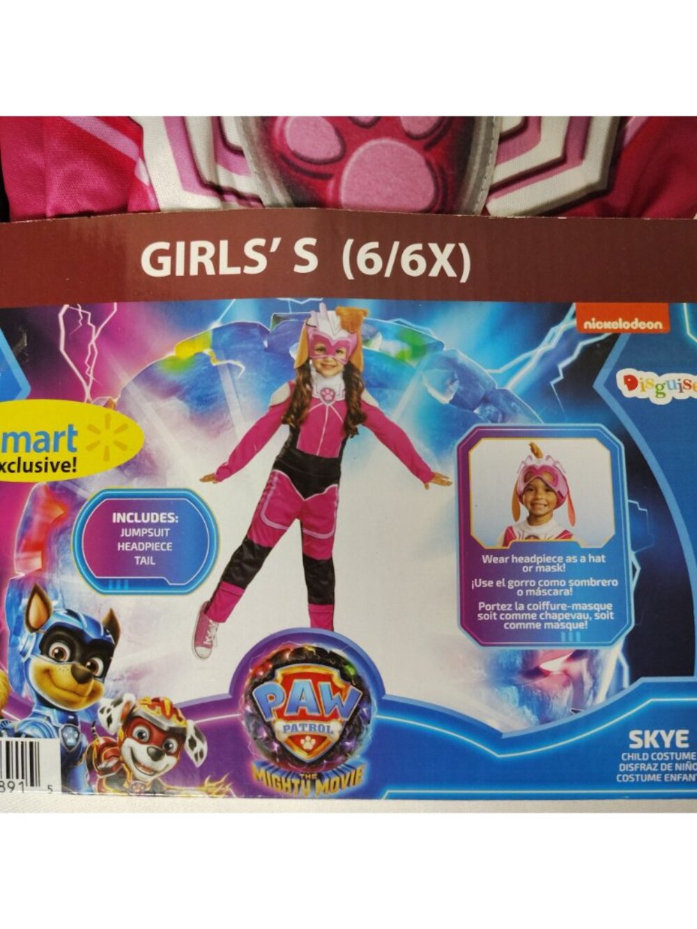 Disguise Girls S (6/6X) PAW Patrol Skye Jumpsuit and Tail Only Halloween Costume - Picture 3 of 6